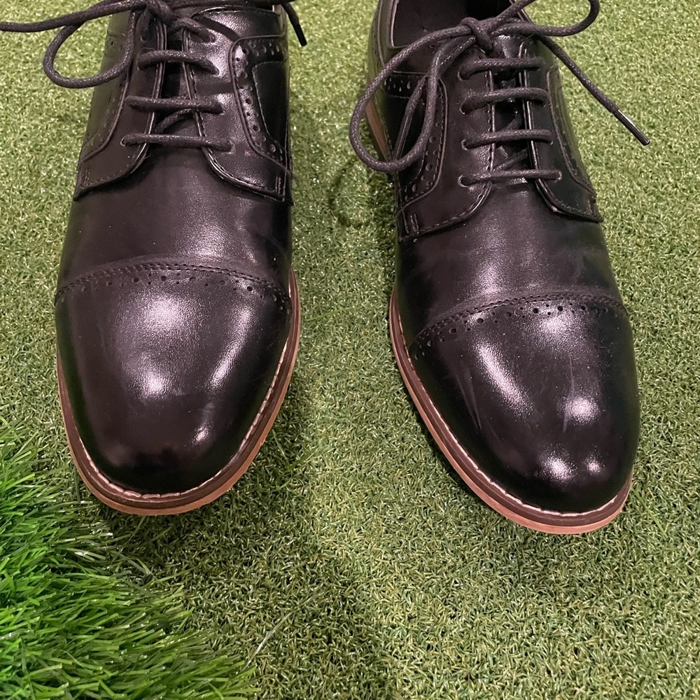 BOYS SIZE 5 STACY ADAMS BLACK LEATHER DRESS SHOES EUC